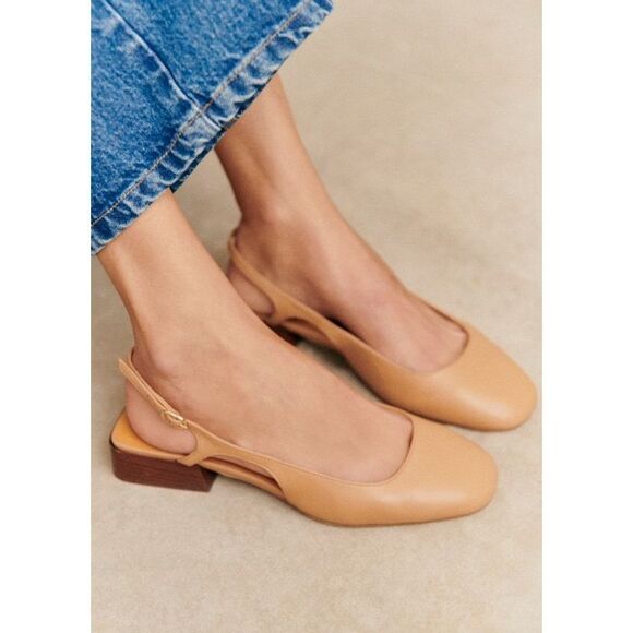 Sezane Shoes - Sezane Women’s Livie Babies Smooth Honey Leather Tan  Mary Jane Flats
